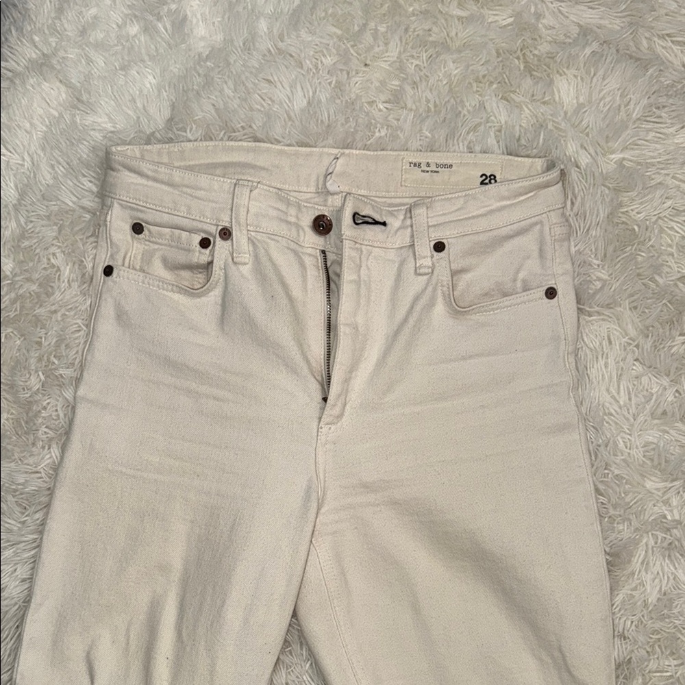 Rag & Bone Off White High Rise Jeans